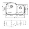 Houzer Medallion Designer Stainless Steel Kitchen Sink: 32 Inch Undermount 70/30 Double Small Left Bowl Sink with Strainers & Colander, Durable & Versatile, Essential for Home & Apartment: MC-3210SL-1 view 3