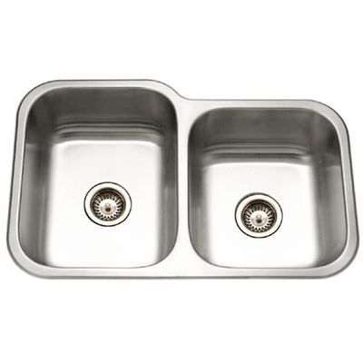 Houzer 32" Stainless Steel Undermount 60/40 Double Bowl Kitchen Sink