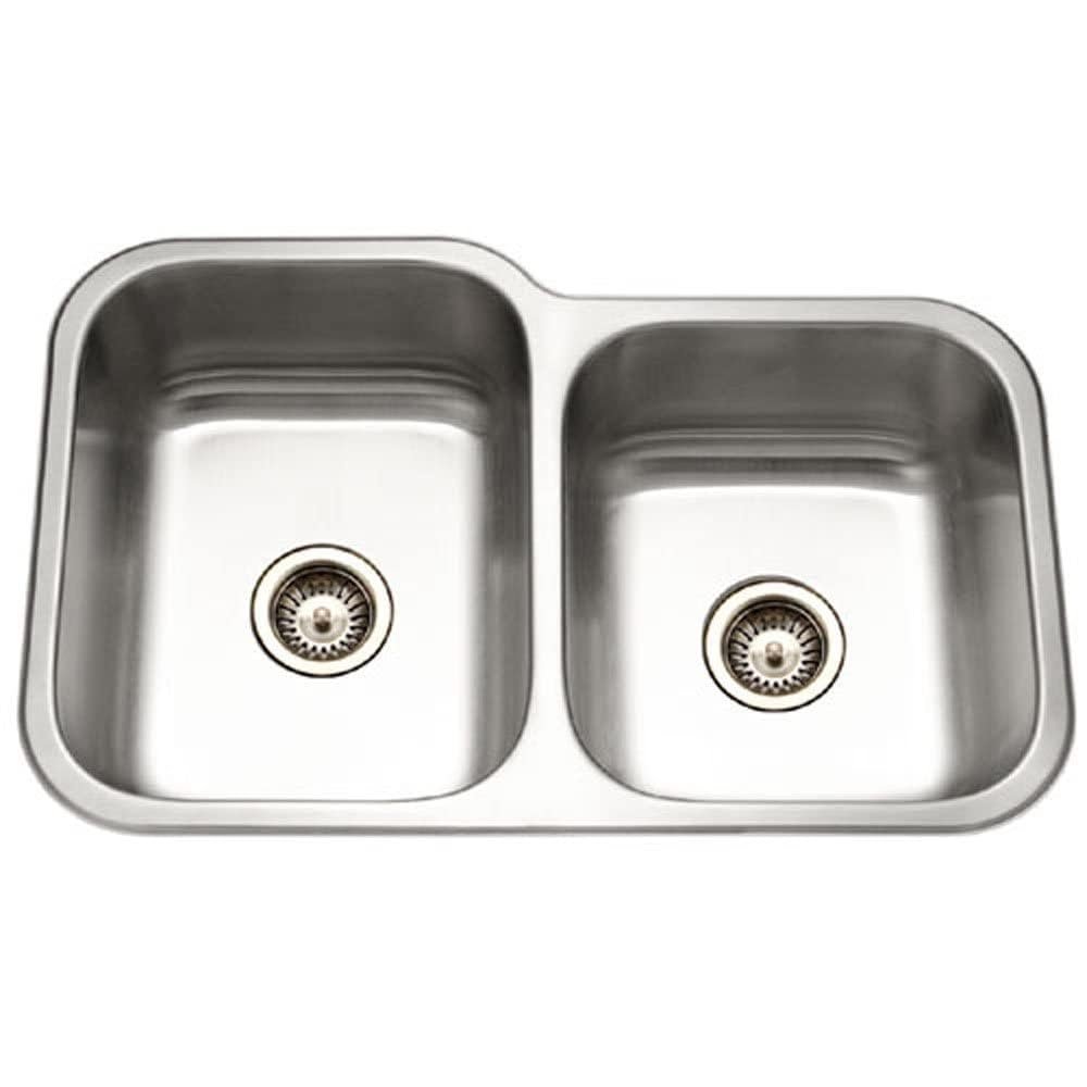 Houzer 32" Stainless Steel Undermount 60/40 Double Bowl Kitchen Sink