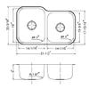Houzer 32" Stainless Steel Undermount 60/40 Double Bowl Kitchen Sink view 3