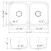 Houzer 32" Stainless Steel Undermount 50/50 Double Bowl Kitchen Sink view 2