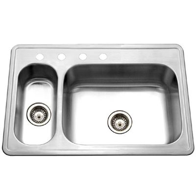 Houzer 33" Stainless Steel Topmount 80/20 Double Bowl Kitchen Sink
