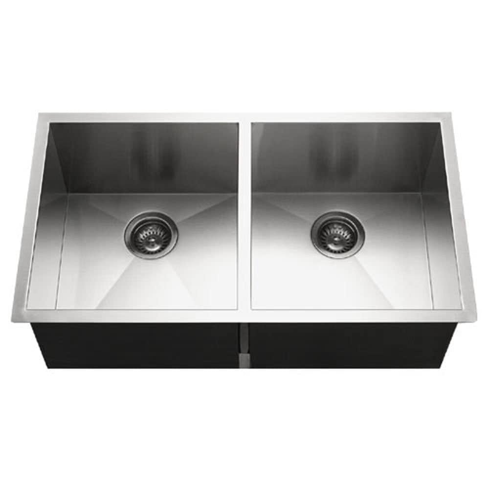 Houzer 33" Stainless Steel Undermount 50/50 Double Bowl Kitchen Sink