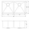 Houzer 33" Stainless Steel Undermount 50/50 Double Bowl Kitchen Sink view 2