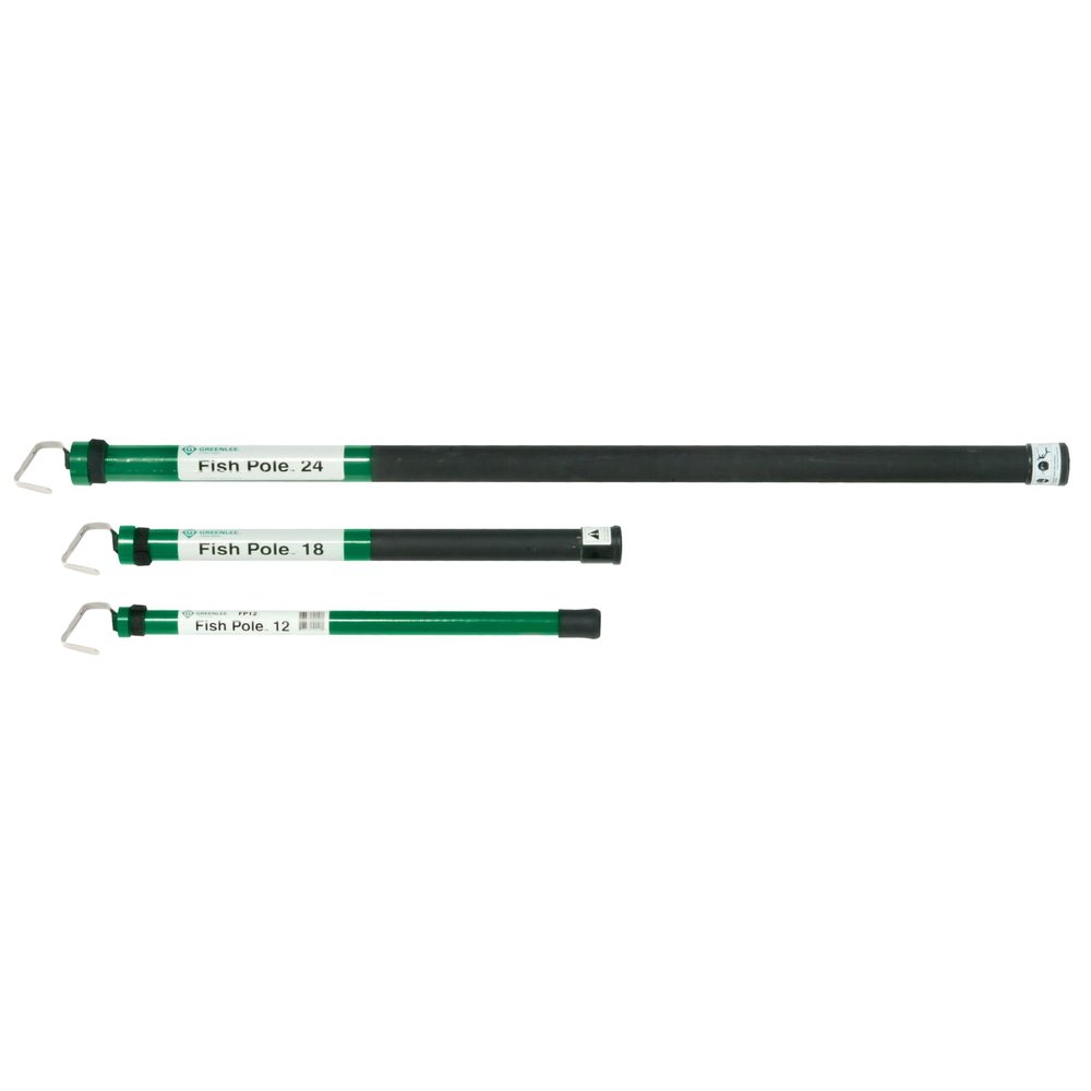 Greenlee FP24 Collapsible 24' Cable Pulling and Reaching Fish Pole, Far-Reaching Wire Pulling Tool for Pushing/Pulling Cables