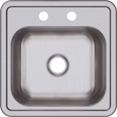 Elkay Dayton D115152 Single Bowl Top Mount Stainless Steel Bar Sink, 15 x 15 with 2" Drain Hole