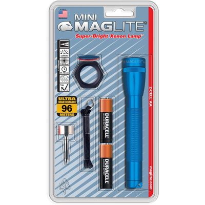 Maglite Mini Incandescent 2-Cell AA Flashlight Combo, Blue