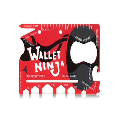 Wallet Ninja - 18 in 1 Credit Card Sized Multitool (MATTE RED)