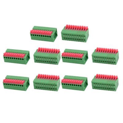 uxcell 10pcs KF141V 150V 2A 2.54mm Pitch 10P Green Spring Terminal Block