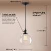 Pathson Black Pendant Light with Globe Round Glass Shade, Metal Base Cap and Adjustable Textile Cord, Industrial Style Retro Hanging Lamps for Dining Room Kitchen Island view 4