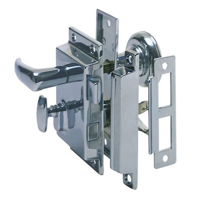Perko 0918DP0CHR Regular-Bevel Rim Lock Set with Box Strike, Silver
