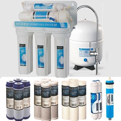 Bluonics 5 Stage Undersink Reverse Osmosis Drinking Water Filter System RO Home Purifier and Solid Housings with 4 Years of Filter Supply - 15 Total Filters
