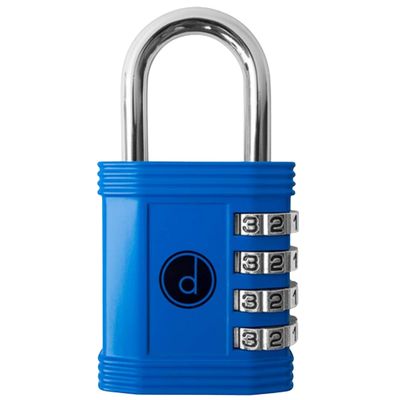 Padlock 4 Digit Combination Lock - for Gym School Locker, Outdoor Gate, Shed, Fence, and Storage, Combo Luggage Lock - Locker Lock- Weatherproof Metal - Keyless, Easy to Set, Resettable - Blue