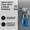 Padlock 4 Digit Combination Lock - for Gym School Locker, Outdoor Gate, Shed, Fence, and Storage, Combo Luggage Lock - Locker Lock- Weatherproof Metal - Keyless, Easy to Set, Resettable - Blue view 3