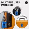 Padlock 4 Digit Combination Lock - for Gym School Locker, Outdoor Gate, Shed, Fence, and Storage, Combo Luggage Lock - Locker Lock- Weatherproof Metal - Keyless, Easy to Set, Resettable - Blue view 4