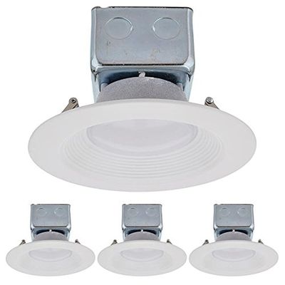 LEDwholesalers 5-6" Dimmable Retrofit 15W LED Downlight White Trim 90-CRI with Junction Box, ETL & Energy Star (4-Pack), Neutral White 4000K, 2224NWx4