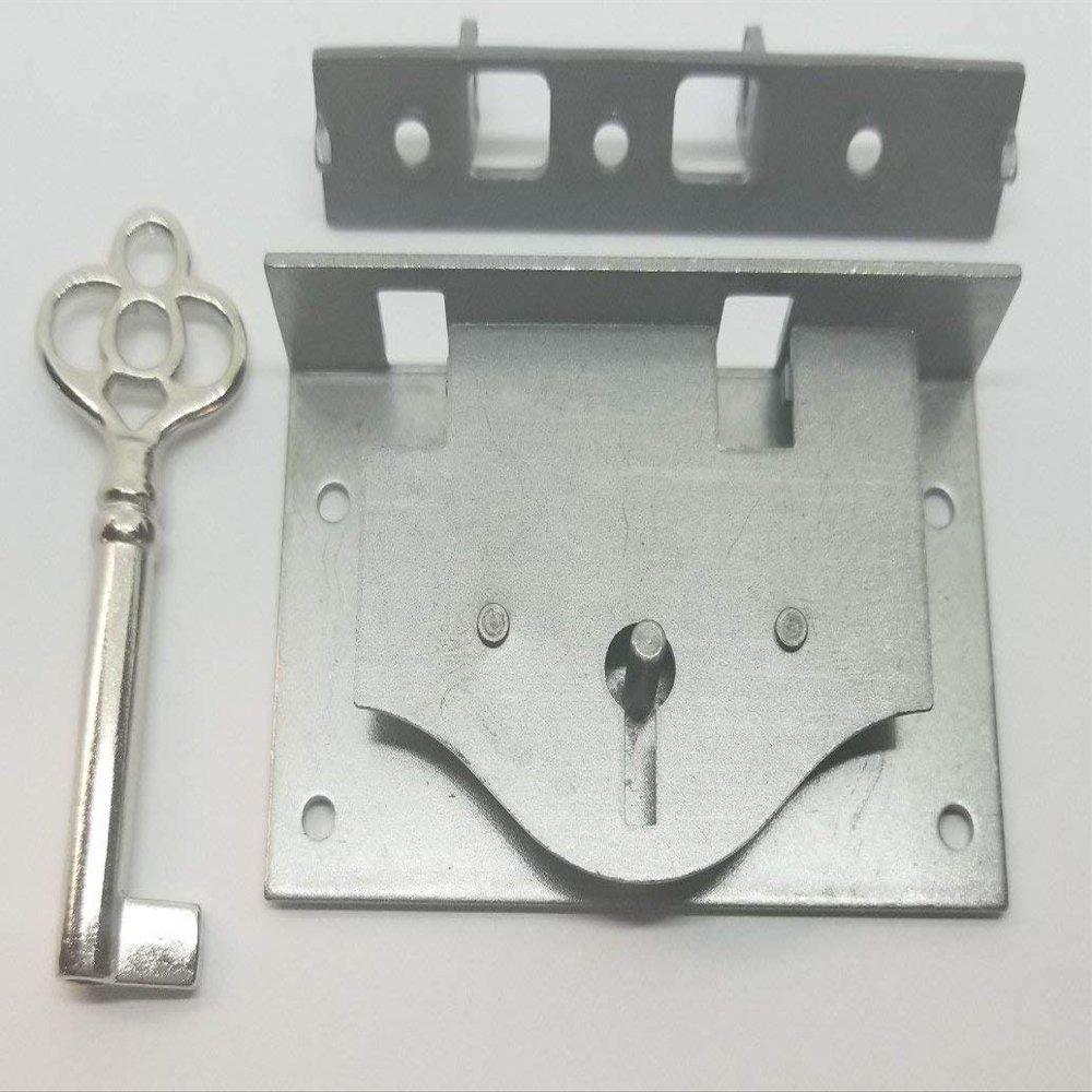 Half Mortise Chest Lid Lock With Key M1808 Overall 1-9/16"High X 2-9/16"Wide