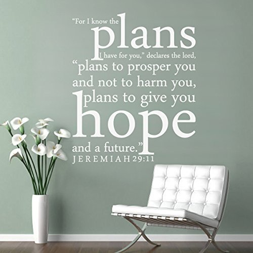 For I Know the Plans I Have For You Custom Vinyl Wall Decal Quote Bible Verse Wall Sticker For FamilyMedium,Black