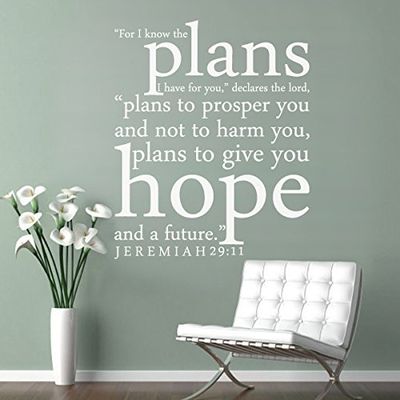 For I Know the Plans I Have For You Custom Vinyl Wall Decal Quote Bible Verse Wall Sticker For FamilyMedium,Brown