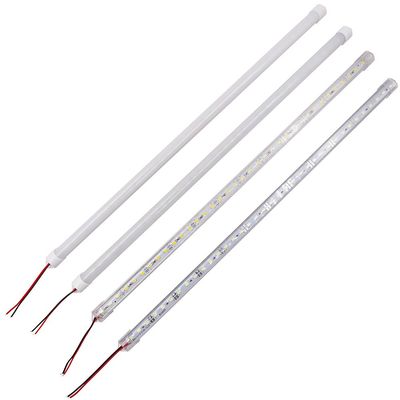 XUNATA 50cm SMD 8520 LED Rigid Strip Hard Bar Light Tube Holder Integrated Ceiling Light 12V + U Aluminium Profile (50 Sets, Milky Cover)