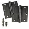 EMBASSY Door Hinge Solid Brass - 3.5 x 3.5 Inch, Heavy Duty, Pewter, Ball Bearings, Rust Resistant Pin, Architectural Designer Grade, Home Improvement, 2 Pack view 1