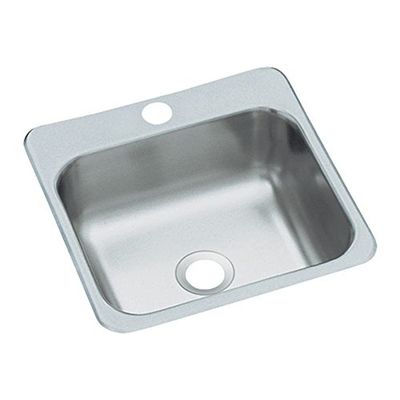 KOHLER STERLING B153-1 Secondary Sink 15-Inch by 15-Inch Top-mount Single Bowl Bar Sink, Stainless Steel
