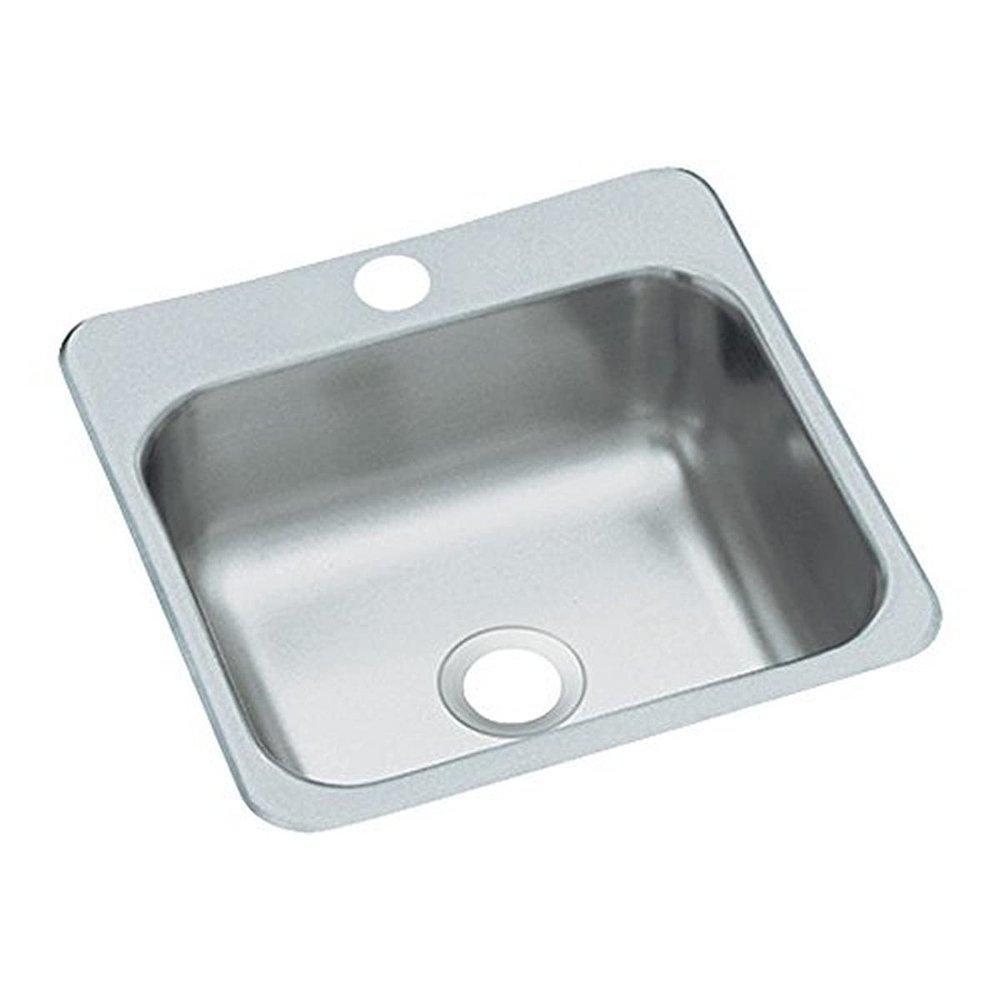 KOHLER STERLING B153-1 Secondary Sink 15-Inch by 15-Inch Top-mount Single Bowl Bar Sink, Stainless Steel