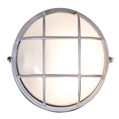 Nauticus - Round 7"dia Wet Location Bulkhead - Satin Finish - Frosted Glass Shade