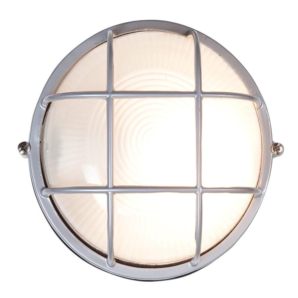 Nauticus - Round 7"dia Wet Location Bulkhead - Satin Finish - Frosted Glass Shade