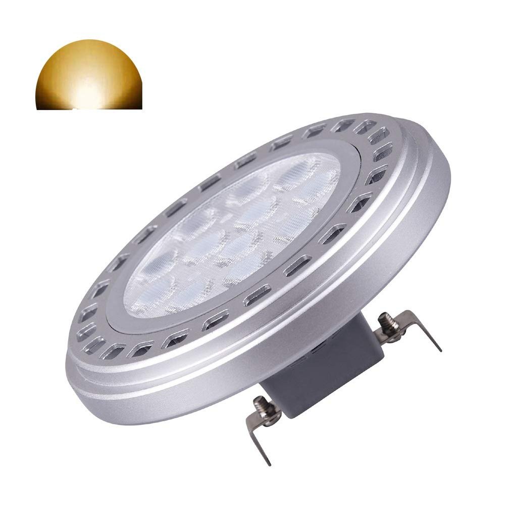 QLEE Led AR111 Reflector Bulb G53 Spot Light 15W 30Beam View Angle Warm White 3000k SMD 15LEDs AC DC 12V Spotlight Track Light 1500Lm Replacement Incandescent Halogen Bulb 150w