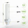 KOR 13W Double Tube CFL Bulbs, G24Q-1 4-Pin, 3500K Neutral White, 4 Pack view 2