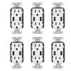 Leviton T5632-W 6 Pack 15 Amp Combination Duplex Decora Receptacle and USB Charger/Tamper Resistant, White view 1