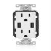 Leviton T5632-W 6 Pack 15 Amp Combination Duplex Decora Receptacle and USB Charger/Tamper Resistant, White view 2