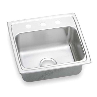 Elkay Drop-In Sink, 3 Hole, 16" x 13-1/2", Lustrous Highlighted Satin LR19193-1 Each