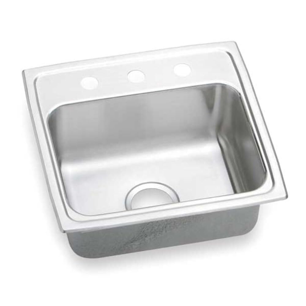 Elkay Drop-In Sink, 3 Hole, 16" x 13-1/2", Lustrous Highlighted Satin LR19193-1 Each