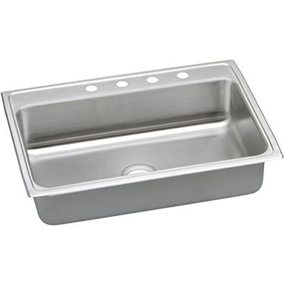 Elkay PSR31221 1-Hole Gourmet Pacemaker 31" x 22" Single Basin Top-Mount Stainless Steel Kitchen Sink, Bright Satin