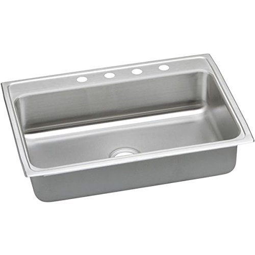 Elkay PSR31221 1-Hole Gourmet Pacemaker 31" x 22" Single Basin Top-Mount Stainless Steel Kitchen Sink, Bright Satin