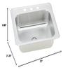 Elkay CR25212 20 Gauge Stainless Steel Single Bowl Top Mount Kitchen 2 Hole Sink, 25" x 21.25" x 6.875", Bright Satin view 2