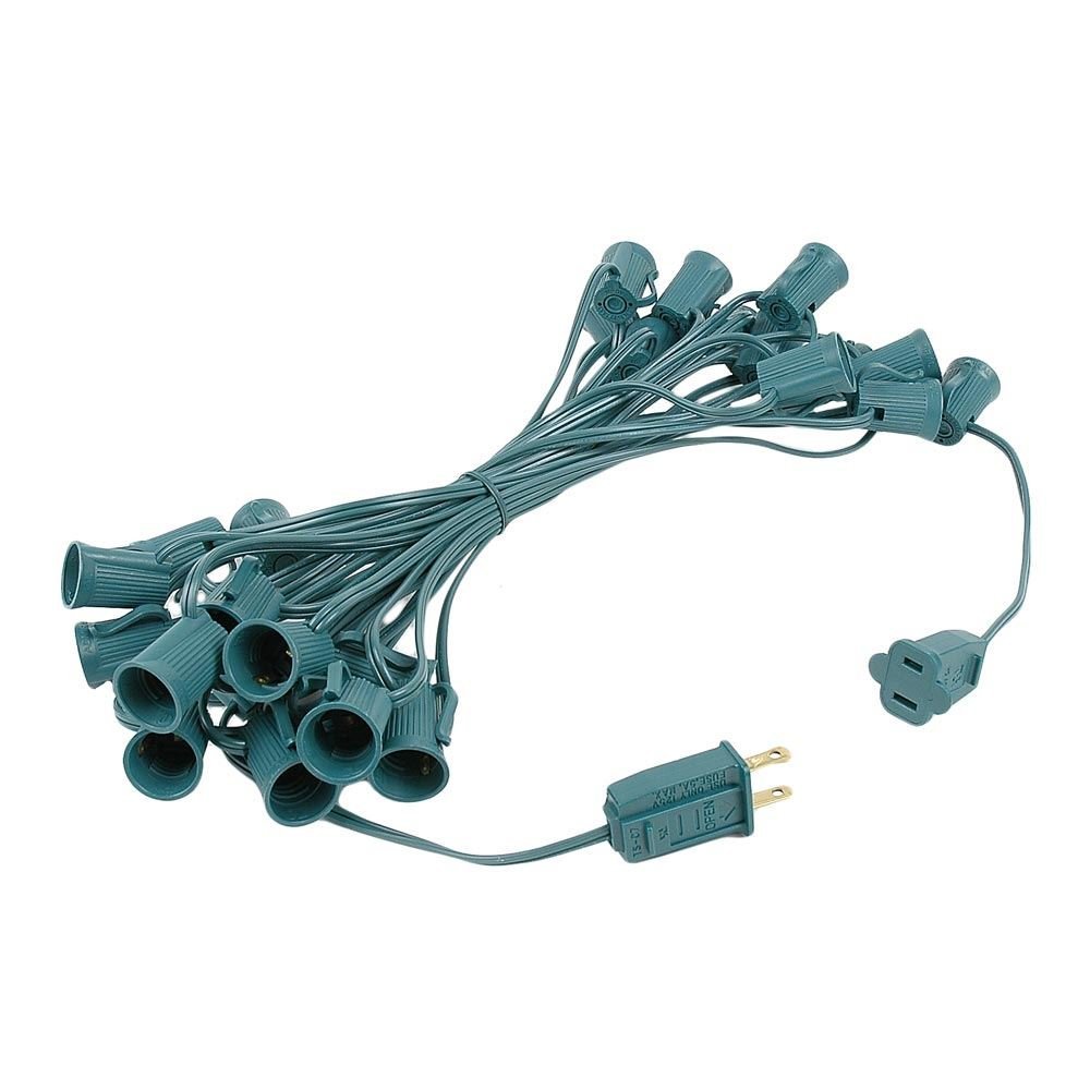 Novelty Lights 25 Foot String Light Set - Indoor/Outdoor Stringer Set for Christmas, Wedding Decor, Patios, & More - C9/E17 Intermediate Base (Green Wire, 12" Spacing)