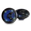 Pyle 6.5 Dual Marine Speakers - IP44 Waterproof and Weather Resistant Outdoor Audio Stereo Sound System with Built-in Led Lights, 150 Watt Power and Polypropylene Cone - 1 Pair - PLMR6LEB (Black) view 1