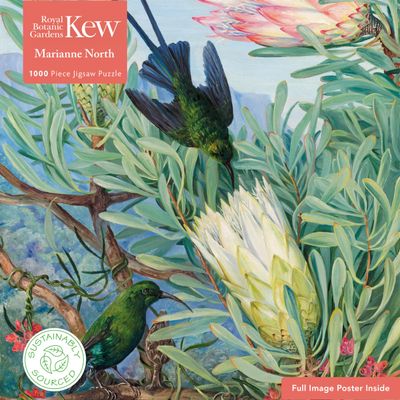 Adult Sustainable Jigsaw Puzzle Kew Gardens: Marianne North: Honeyflowers and Honeysuckers: 1000-pieces. Ethical, Sustainable, Earth-Friendly