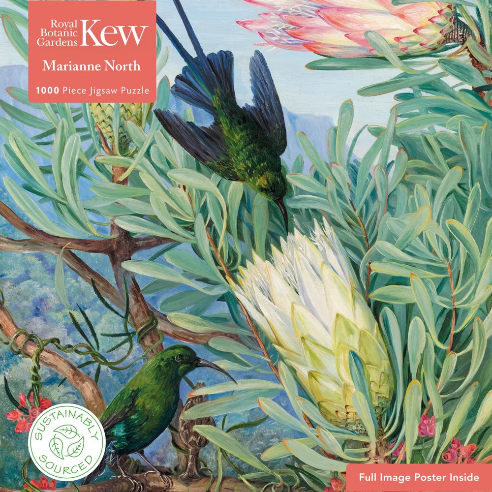Adult Sustainable Jigsaw Puzzle Kew Gardens: Marianne North: Honeyflowers and Honeysuckers: 1000-pieces. Ethical, Sustainable, Earth-Friendly