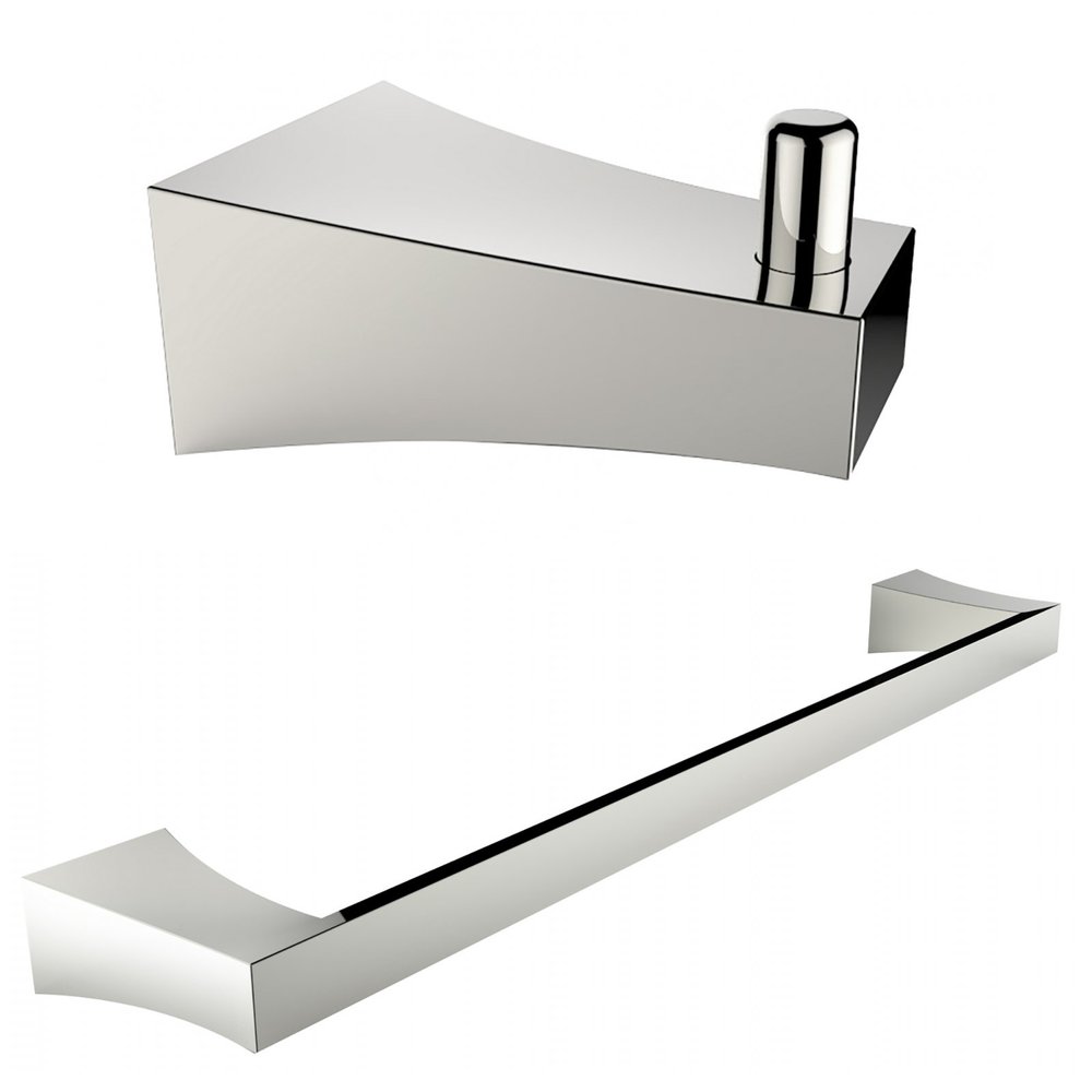 American Imaginations AI-13293 Single Rod Towel Rack and Robe Hook Accessory Set, Chrome Plated
