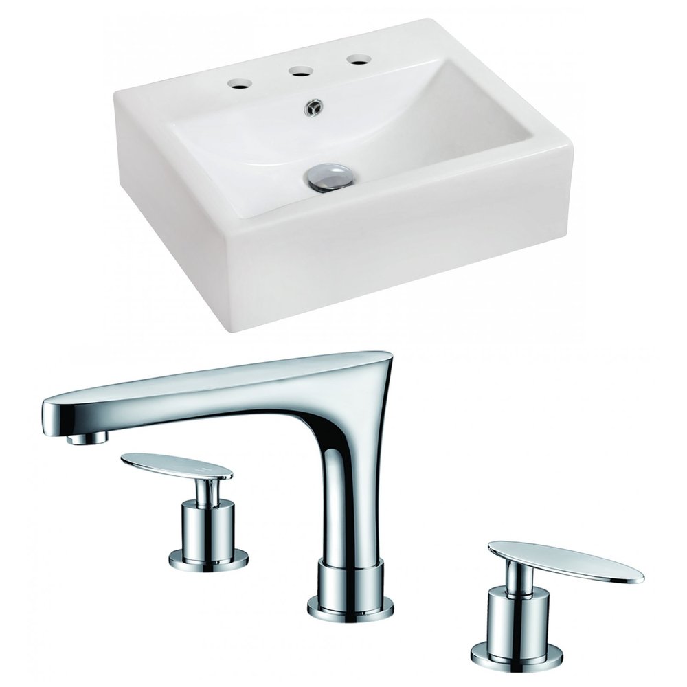 American Imaginations AI-15086 Rectangle Vessel Set with CUPC Faucet, 20.5" x 16", White
