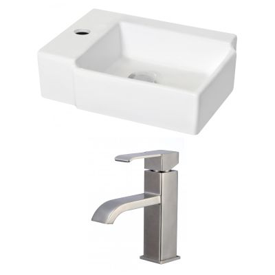American Imaginations AI-15213 Rectangle Vessel Set with Single Hole CUPC Faucet, 16.25" x 12", White