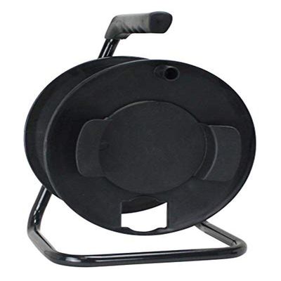 Prime CR003000 Portable Cord Reel with Metal Stand, Black, Holds 100-Ft of Cord