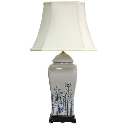 Red Lantern 26" Blue & White Spring Forest Porcelain Vase Lamp