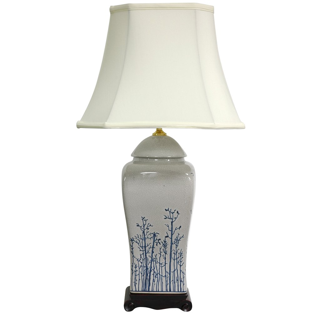 Red Lantern 26" Blue & White Spring Forest Porcelain Vase Lamp