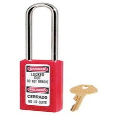 Master Lock 411LTRED Lockout Tagout Safety Padlock with Key, Extended Length Shackle