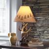 Signature Design by Ashley Derek Rustic Cabin Antler Lamp Set, 2 Count, Paper Silhouette Shade, Pull Chain Switch, 13.88" W x 13.88" D x 23.75" H, Brown view 3